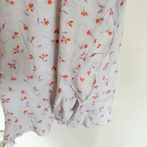 Draper James Women’s White Linen Ruffle Wrap Sleeveless Mini Dress in Multi Colo - Picture 8 of 11